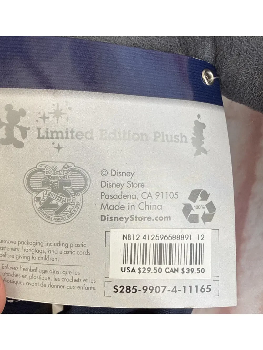 D23 Exclusive 25th Anniversary MinnieMickey Mouse Plush Toy Monochromatic